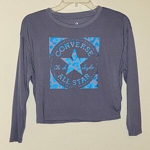 CONVERSE Chuck Taylor Girls Long Sleeve Crop Top, S (8-10) Purple, NWOT